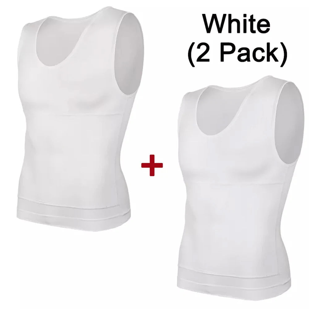 TiShape Kompressionsshirt Herren 2er-Set – Bauchweg Unterhemden Schwarz/Weiß – S bis XXL
