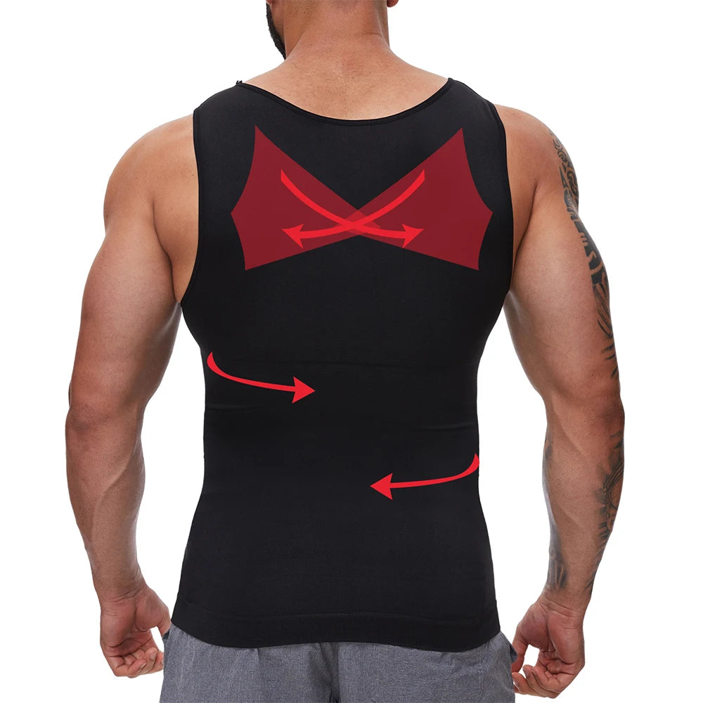 TiShape Kompressionsshirt Herren 2er-Set – Bauchweg Unterhemden Schwarz/Weiß – S bis XXL