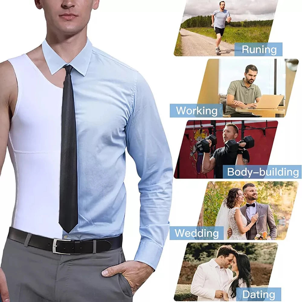 TiShape Kompressionsshirt Herren 2er-Set – Bauchweg Unterhemden Schwarz/Weiß – S bis XXL