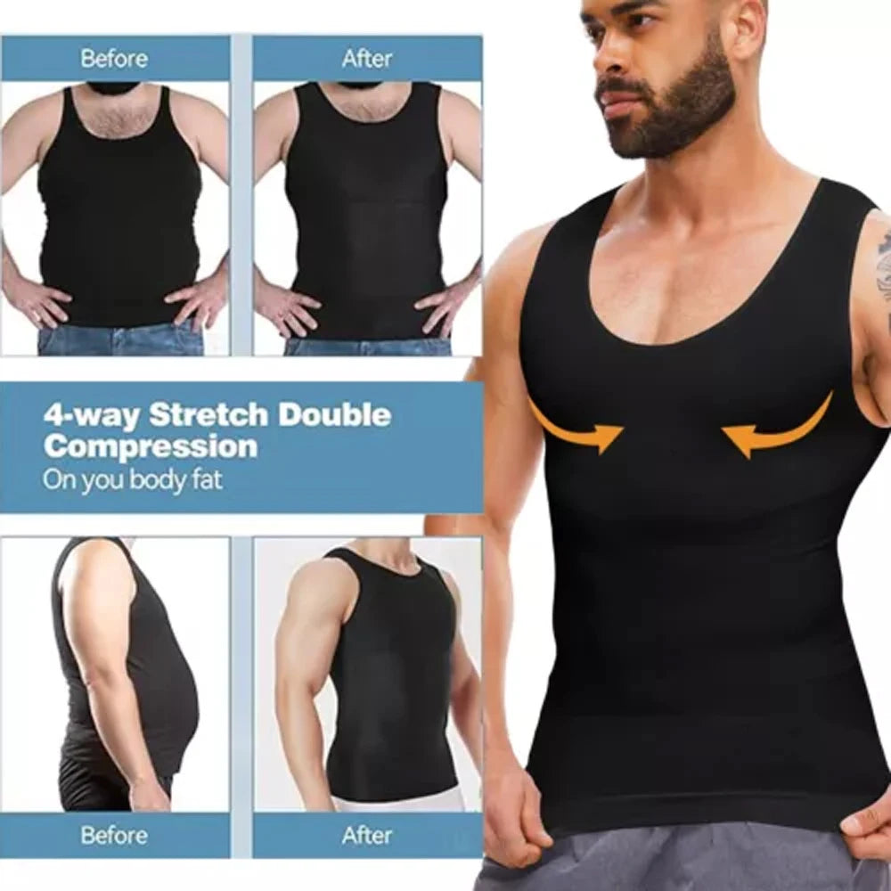 TiShape Kompressionsshirt Herren 2er-Set – Bauchweg Unterhemden Schwarz/Weiß – S bis XXL