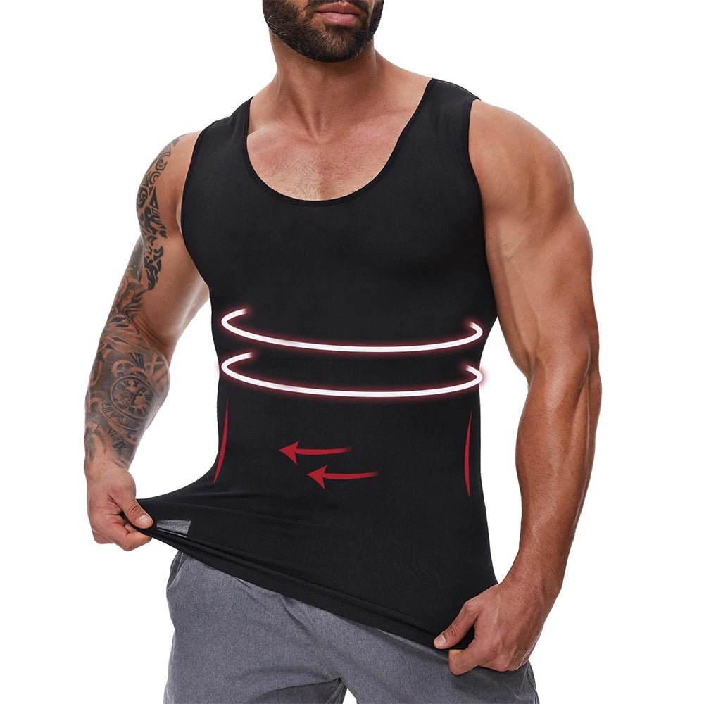 TiShape Kompressionsshirt Herren 2er-Set – Bauchweg Unterhemden Schwarz/Weiß – S bis XXL