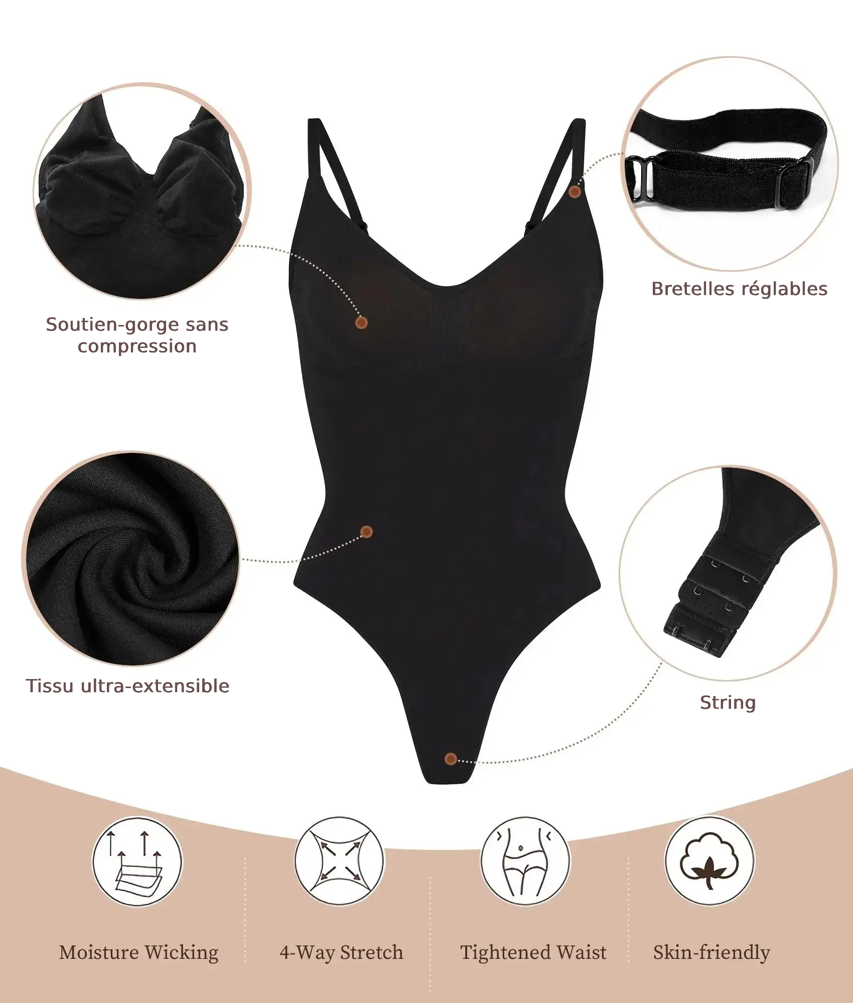 Body Sculptant Femme – Contrôle du Ventre, Taille Affinée & Fesses Rehaussées