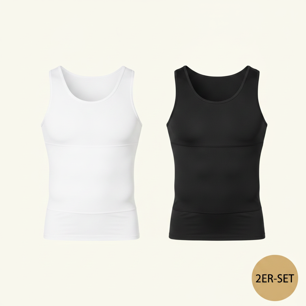TiShape Kompressionsshirt Herren 2er-Set – Schwarz & Weiß